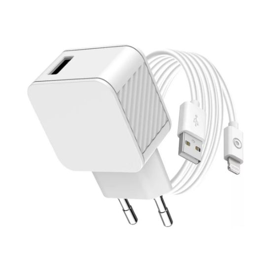 Pack Big Ben : chargeur secteur USB-A 12 W + câble Lightning MFi 1,2 m, recyclé