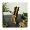 Set de 6 couteaux à steak lame dentelée 11 cm avec bloc en acacia – Livoo MEC133 – bois