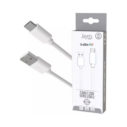 Câble USB-A vers USB-C 1,5 m blanc – Jaym Collection POP