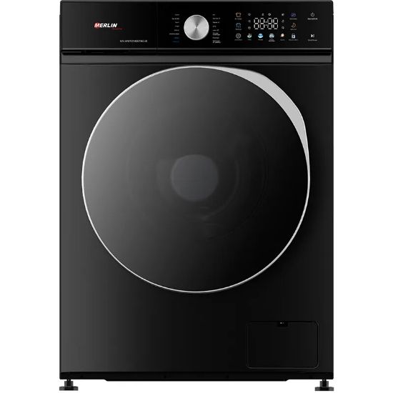 Lave-linge hublot 10 kg 1 400 tr/min Vapeur Noir - Merlin MS-WM101400TAC-B