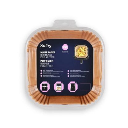 Moules papier cuisson carrés pour Air Fryer 23 × 23 cm, 50 pièces – Nufry Papersquare 2350