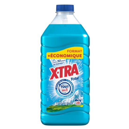 X-TRA Total éco lessive liquide concentrée fraîcheur alpine 28 lavages 1,26 L