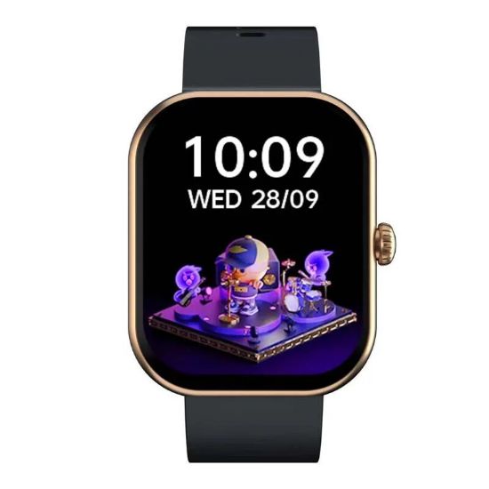 Montre connectée écran 2,01" étanche IP68 – Iconic inWatch II – boîtier doré, bracelet silicone