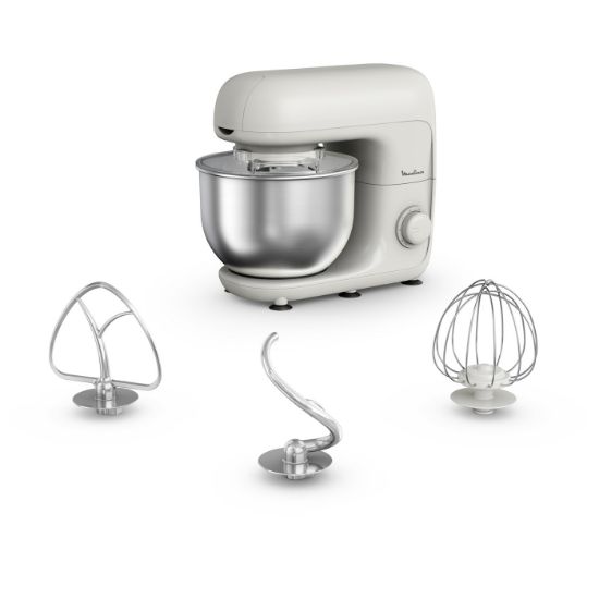 Robot pâtissier Moulinex Bake Essential QA1601 – bol inox 4,8 L, 800 W, 6 vitesses, écru
