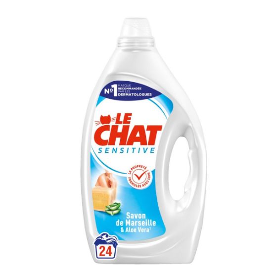 Lessive liquide Le Chat sensitive savon de Marseille & aloe vera 24 lavages