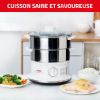 Cuiseur vapeur 6 L 2 bols inox avec minuterie – Seb Convenient – blanc et inox