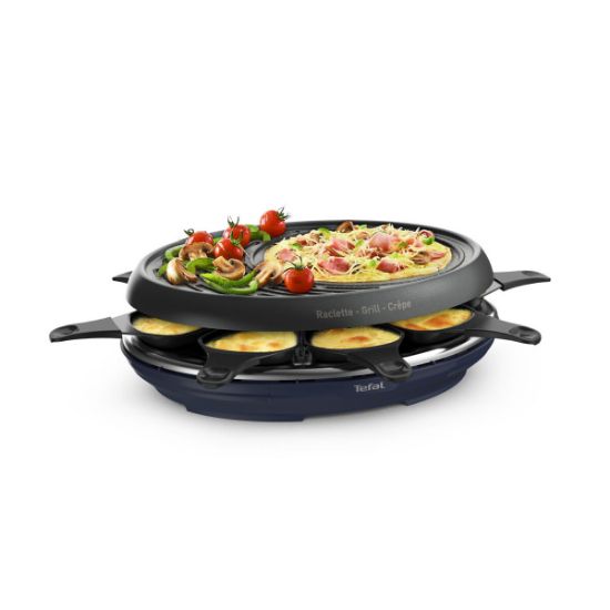 Appareil à raclette, gril et crêpes 8 personnes 1 050 W – Tefal Colormania – bleu