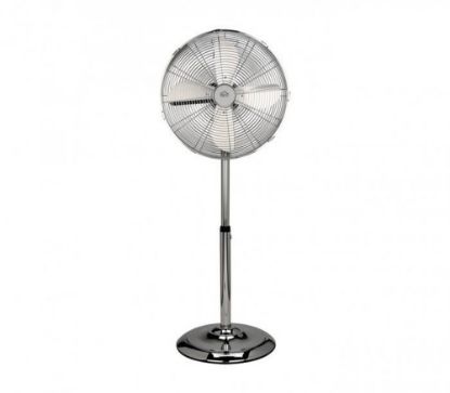 Ventilateur sur pied en métal chromé 40 cm – DCG Eltronic VE9090 – 3 vitesses, oscillant