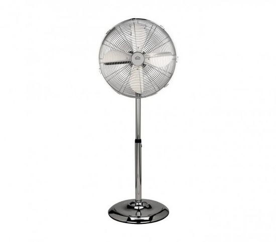 Ventilateur sur pied en métal chromé 40 cm – DCG Eltronic VE9090 – 3 vitesses, oscillant