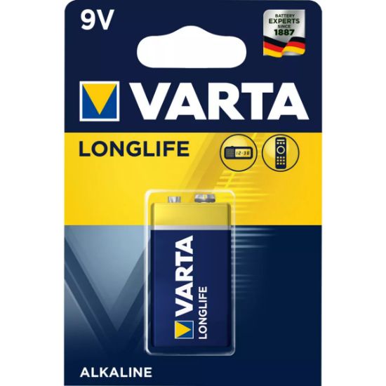 Pile alcaline 9V 6LR61 Longlife Extra x1 - Varta 4122
