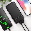Batterie externe 10 000 mAh noire, 2 USB-A + USB-C