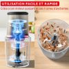Mini hachoir électrique 0,5 L 600 W 4 lames – Moulinex Easy Press – écru