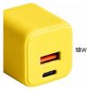 Chargeur secteur GaN Colorum USB-C 30 W + USB-A 18 W, jaune