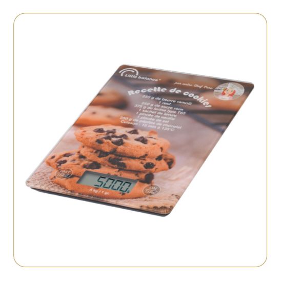 Balance de cuisine électronique 5 kg au gramme, plateau verre – Little Balance Starty Cookie – décor cookies