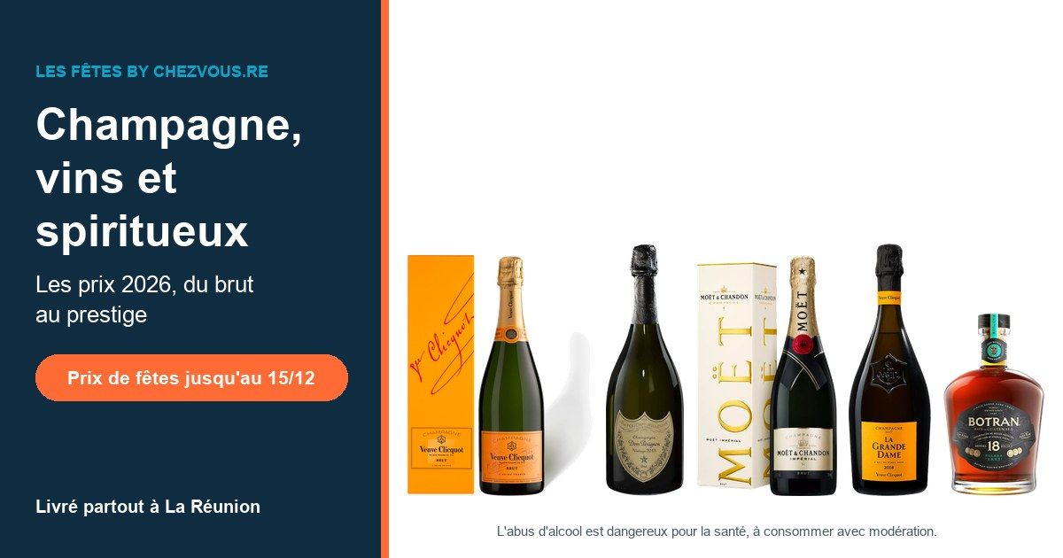 Image pour blog post Champagne, vins et spiritueux de fêtes à La Réunion : les prix 2026, du brut au prestige