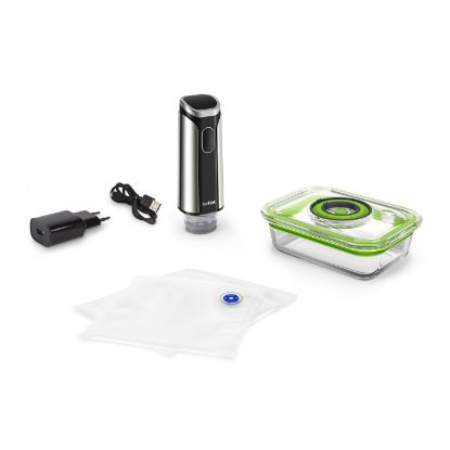 Appareil de mise sous vide sans fil Tefal Fresh Lock Pod VT101D – kit sachets et boîte en verre