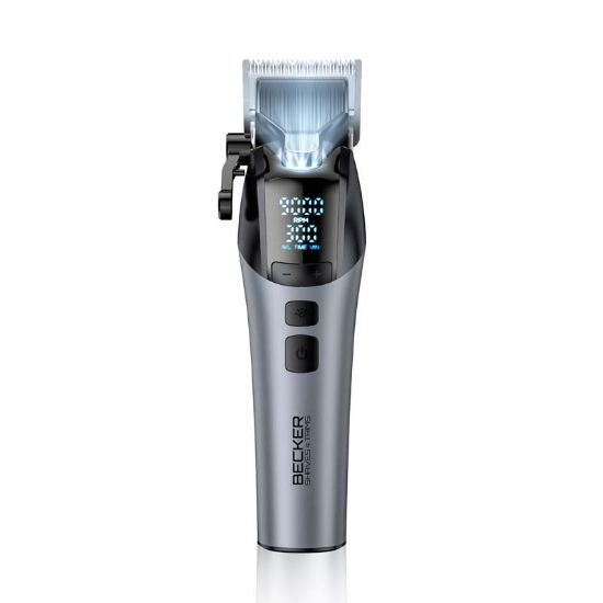 Tondeuse cheveux et barbe pro en métal avec éclairage LED – Becker X Strim – gris
