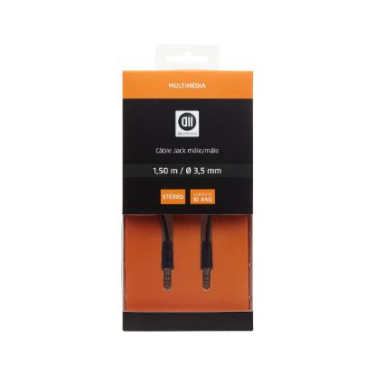 Câble audio jack 3,5 mm mâle/mâle 1,5 m D2 Diffusion (MU)