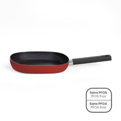 Poêle gril carrée 24 × 24 cm aluminium antiadhésif induction – Livoo Premier Chef MEP152 – rouge