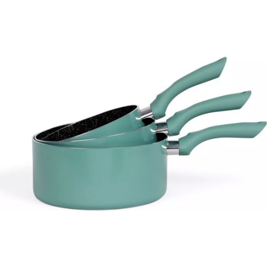 Set de 3 casseroles antiadhésives aspect pierre 16, 18 et 20 cm induction – Livoo MEN125VS – vert