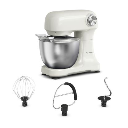 Robot pâtissier Moulinex Bake Easy QA140A – compact, bol inox 3,5 L, 500 W, 12 vitesses