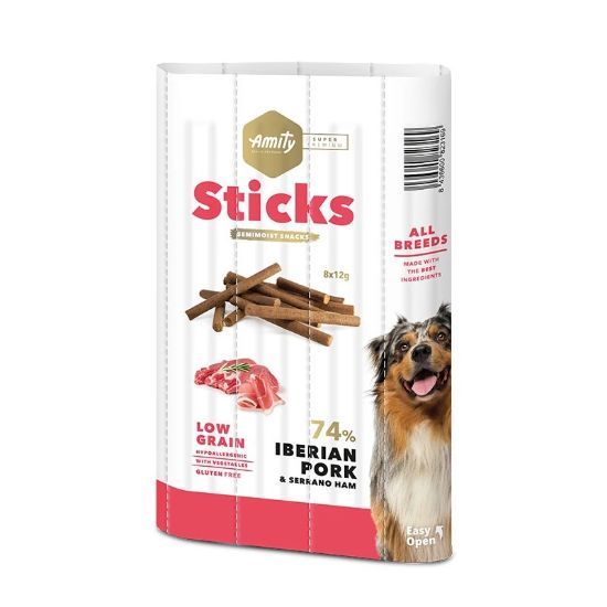 Sticks à mâcher chien Amity Super Premium agneau et jambon Serrano