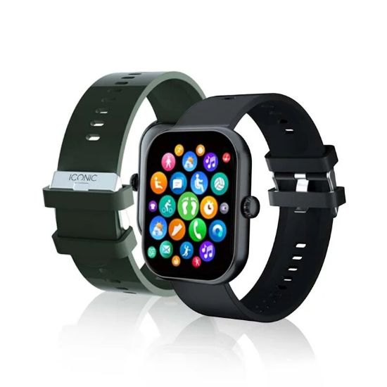 Montre connectée écran 2,01" étanche IP68 – Iconic inWatch II – boîtier noir, bracelet silicone