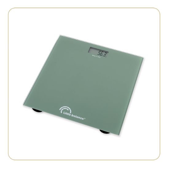 Pèse-personne électronique 180 kg, plateau verre trempé – Little Balance Starty SB – vert cactus