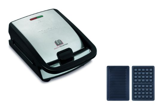 Gaufrier et panini Tefal Snack Collection SW857 – 2 jeux de plaques, 700 W, inox