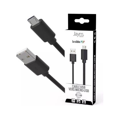 Câble USB-A vers micro-USB 1,5 m noir – Jaym Collection POP