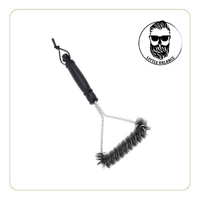 Brosse de nettoyage pour grille de barbecue, fils acier, 30 cm – Little Balance Baroud'Fire – noir