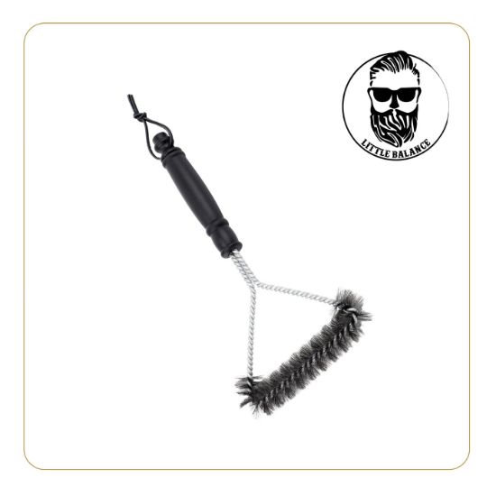Brosse de nettoyage pour grille de barbecue, fils acier, 30 cm – Little Balance Baroud'Fire – noir