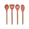 Set de 4 ustensiles de cuisine acacia FSC et silicone avec pot – Livoo MES153 – terracotta