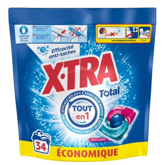 Lessive en capsules X-TRA Total trio-caps Total × 34 408 g