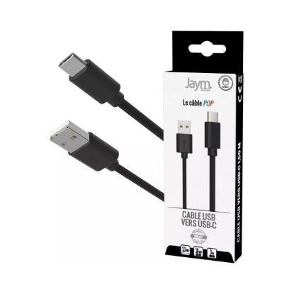 Câble USB-A vers USB-C 1,5 m noir – Jaym Collection POP