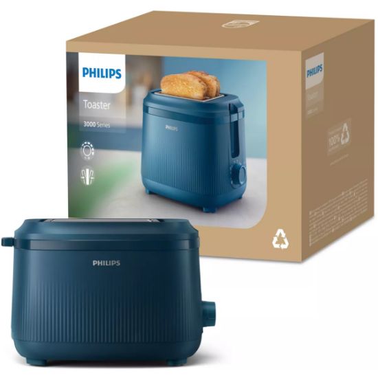 Grille-pain 2 fentes larges 8 niveaux réchauffe-viennoiseries bleu - Philips HD2511/70 Série 3000