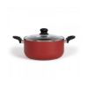Faitout 28 cm aluminium antiadhésif avec couvercle verre induction – Livoo Premier Chef MEP151R – rouge