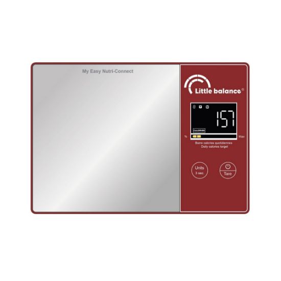 Balance de cuisine connectée 5 kg, appli Fitdays+ – Little Balance My Easy Nutri-Connect – rouge et inox