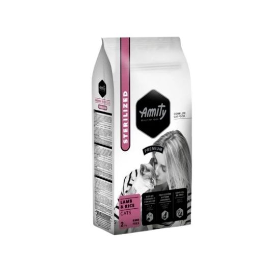 Croquettes chat stérilisé Amity Premium agneau et riz – 2 kg