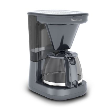 Cafetière filtre Moulinex Plaino FG1M1B – 12 tasses, 1,1 L, réservoir transparent, grise