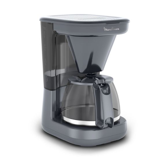 Cafetière filtre Moulinex Plaino FG1M1B – 12 tasses, 1,1 L, réservoir transparent, grise