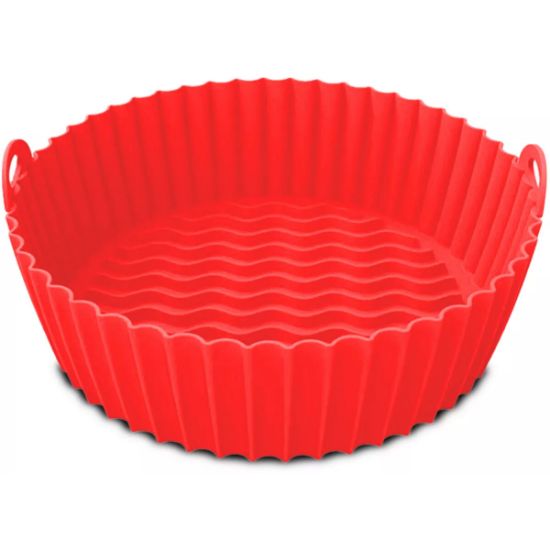 Lot de 2 moules ronds en silicone 20 cm pour friteuse sans huile et four – Kitchencook Siliround – rouge