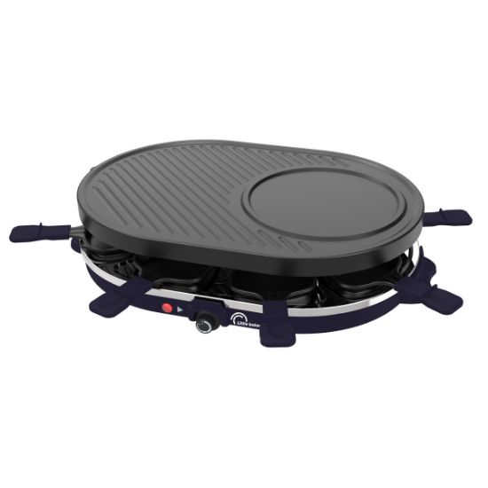 Appareil à raclette 8 personnes 1200 W plaque grill / crêpes – Little Balance Multi Cheese 8 – bleu nuit