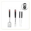 Set de 3 ustensiles barbecue inox : spatule, fourchette, pince – Little Balance Baroud'Fire – inox et noir