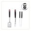 Set de 3 ustensiles barbecue inox : spatule, fourchette, pince – Little Balance Baroud'Fire – inox et noir