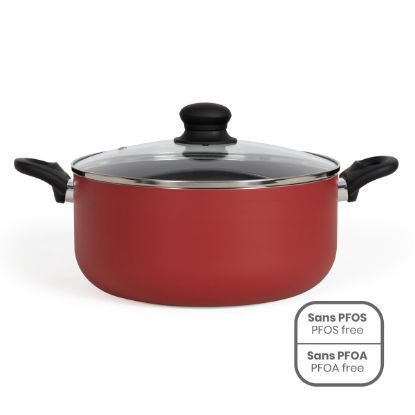 Faitout 28 cm aluminium antiadhésif avec couvercle verre induction – Livoo Premier Chef MEP151R – rouge