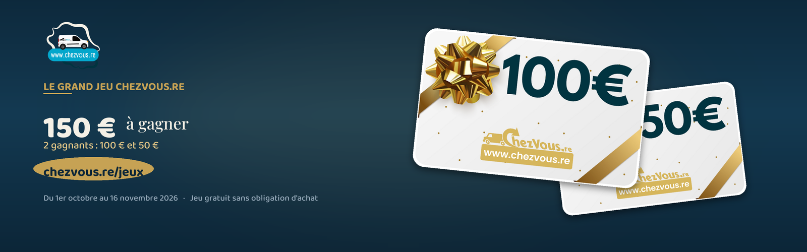 Le grand jeu chezvous.re : 150 € à gagner en e-cartes cadeaux